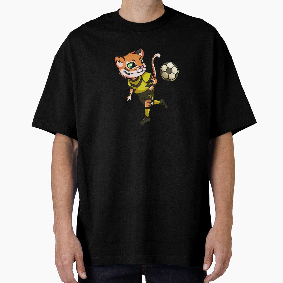 tiger playing in the soccer game, chib style, animal illustrations, furros, soccer by kitsuneins