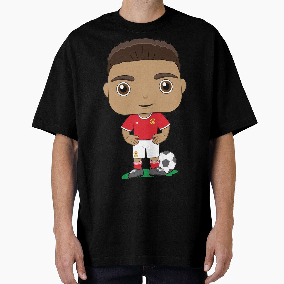 Cute soccer boy player design in red kit by essjaydesigns