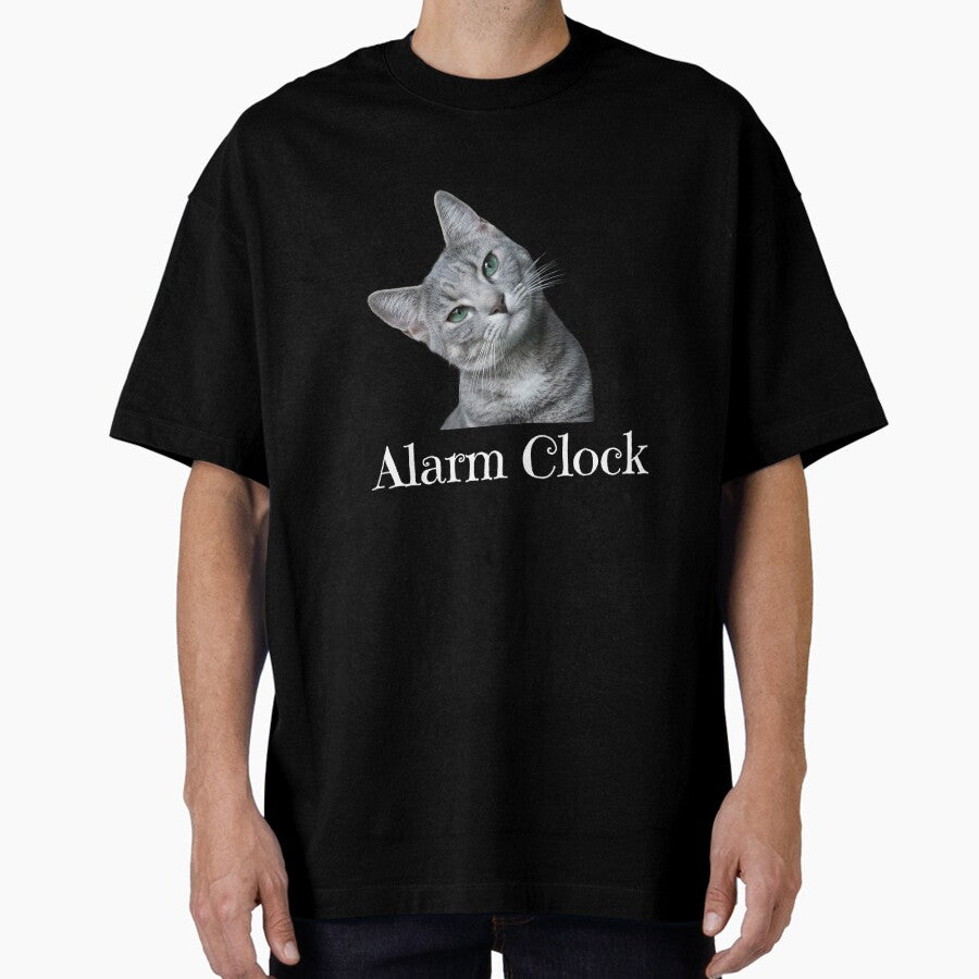 Cat Alarm Clock Oversized T-Shirt Hoodie, Sweatshirt | CoreVibeTees.com