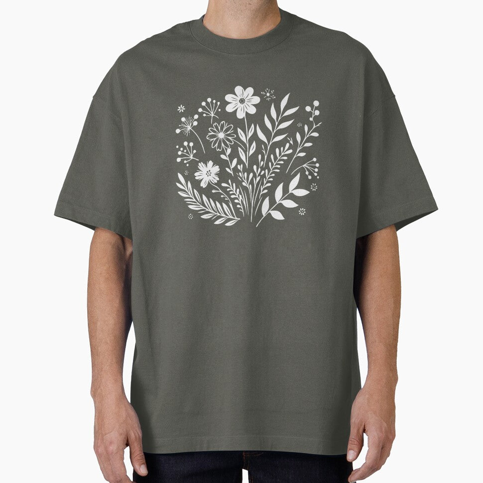 Elegant Minimalist Floral T-Shirts, Gifts for Women, Flowers Crewneck Sweatshirt, AestheticTees, Floral Shirts for Women, Wild Flowers Graphic Tees by teecraftstudios