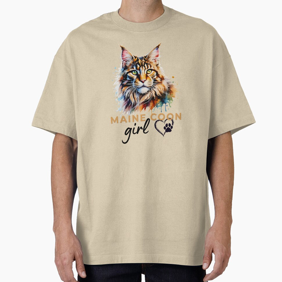 Maine Coon Girl Watercolor Design – Colorful Fluffy Cat Lover Gift for Maine Coon Owners by ArcticFoxStudio