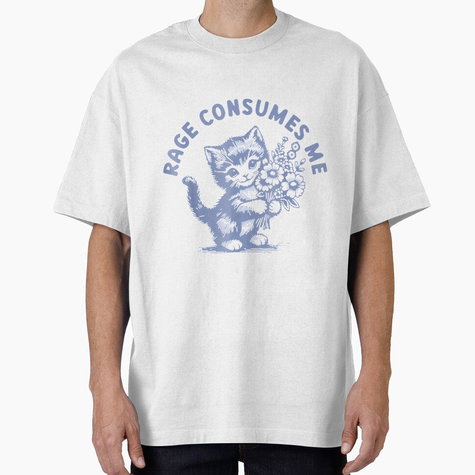 Adorable Kitty Holding Flowers Rage Consumes Me By Merch, Limited Edition, Perfect Gift For You And by ComptonziArt