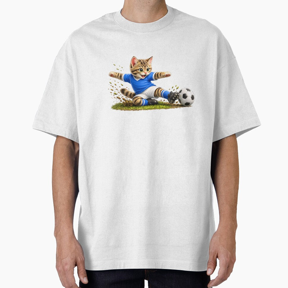 Cute Soccer Cat Sliding Tackle - Funny Football Kitten by XingXingJia