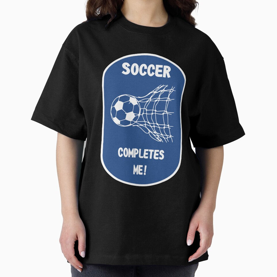 Soccer Completes Me / Football Design on a Blue Background by ThisNThatImages