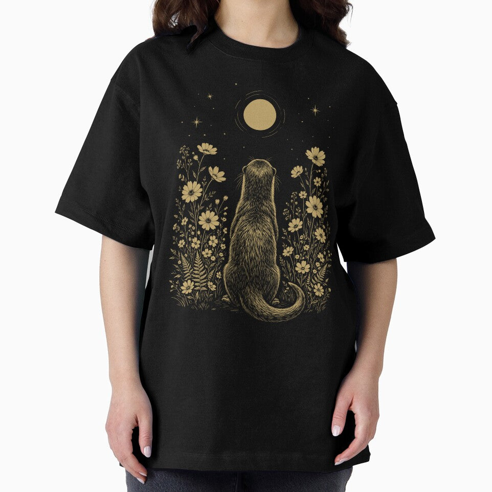 Otter Moon Night Flower Minimalist Boho Lover by DoodleTortle