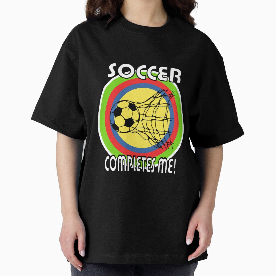 Soccer Completes Me / Football Design on a Green Red White Blue Yellow Circles by ThisNThatImages