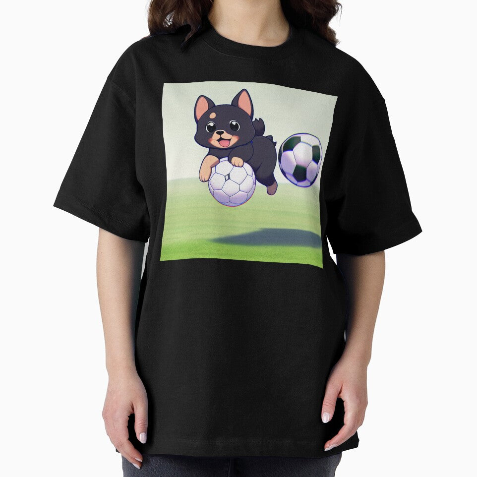 Cute Chibi Dog Holding Soccerball by BAYFAIRE