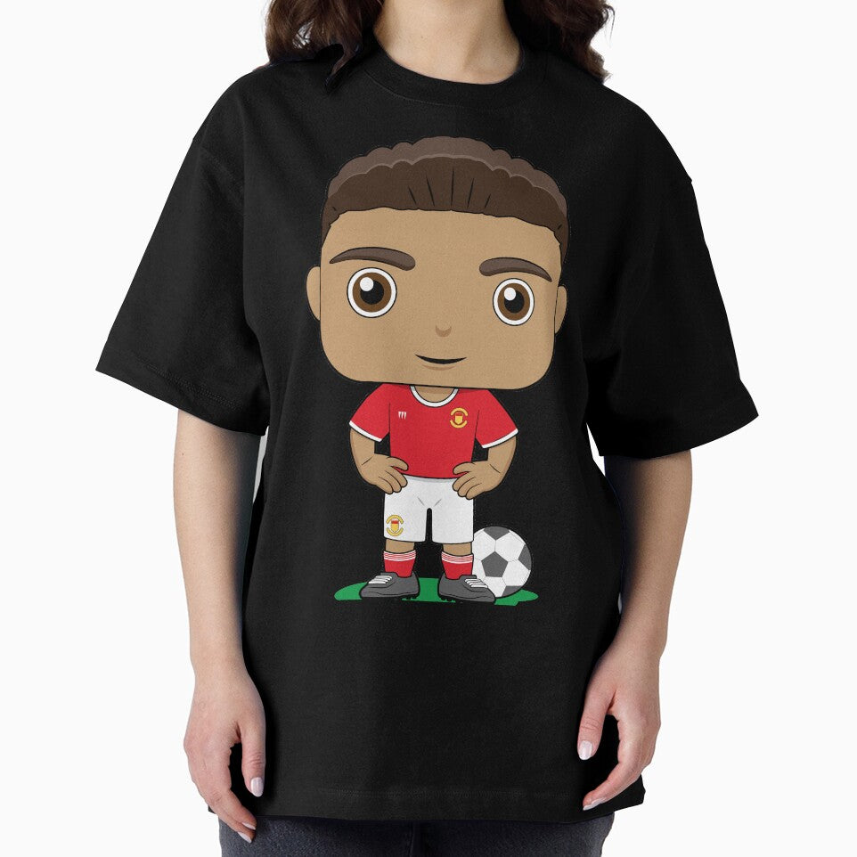 Cute soccer boy player design in red kit by essjaydesigns