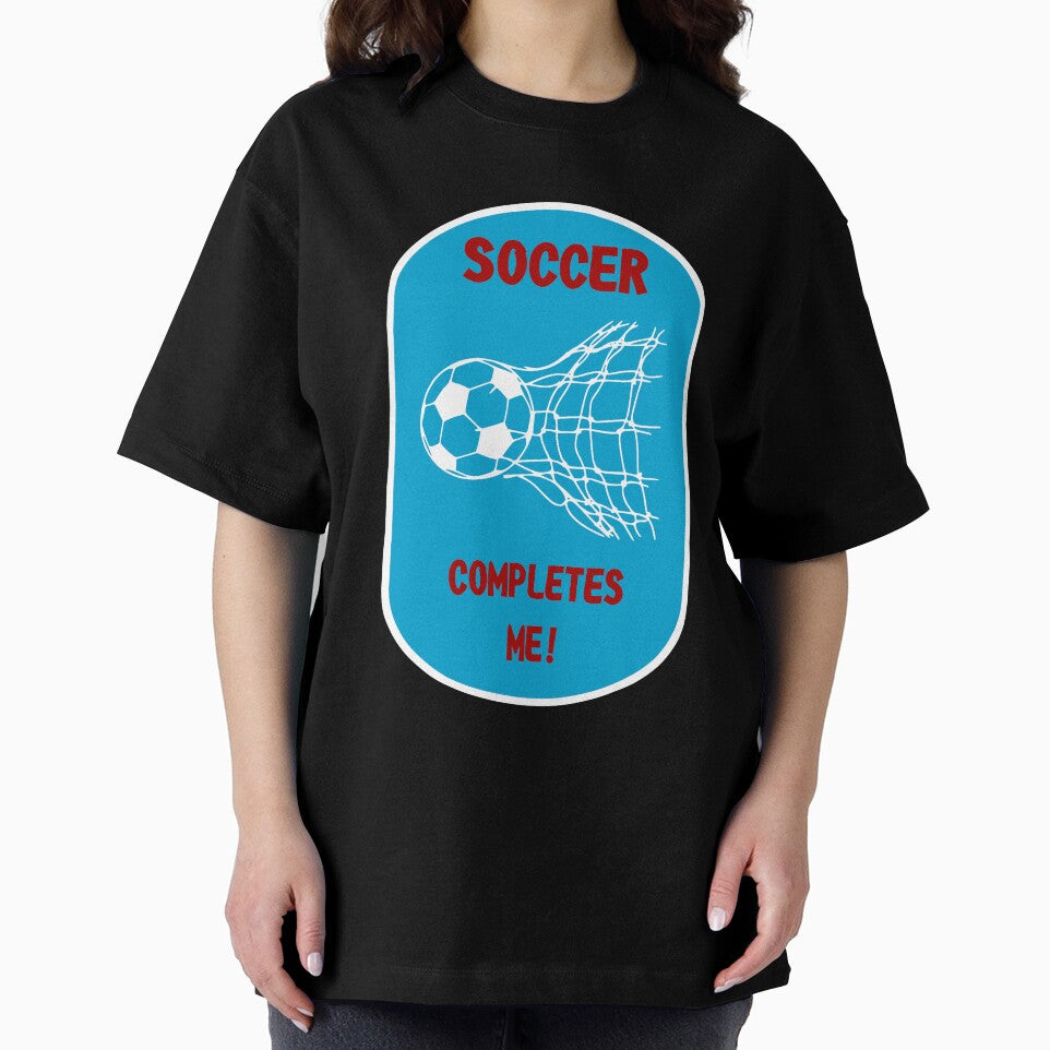 Soccer Completes Me / Football Design on a Red White & Blue Background by ThisNThatImages