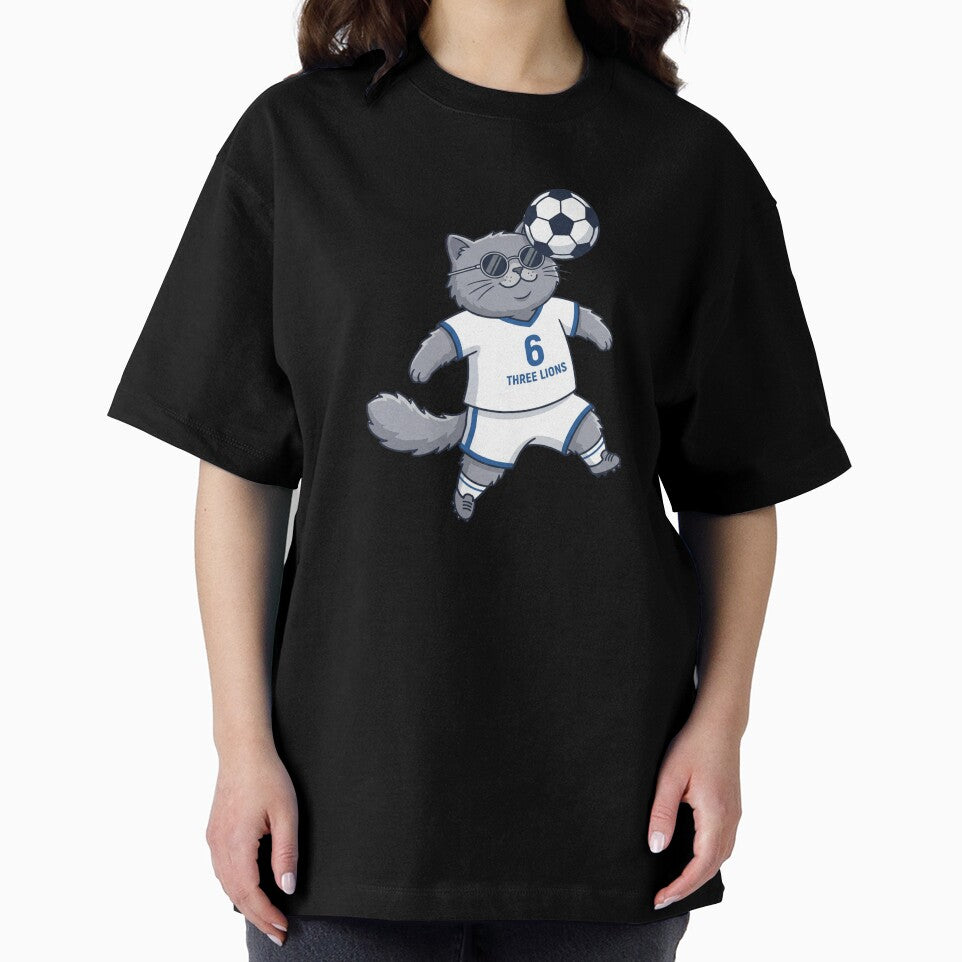 England Soccer Cat Header — Three Lions Number 6 Cartoon by David Mateo ArtWorks