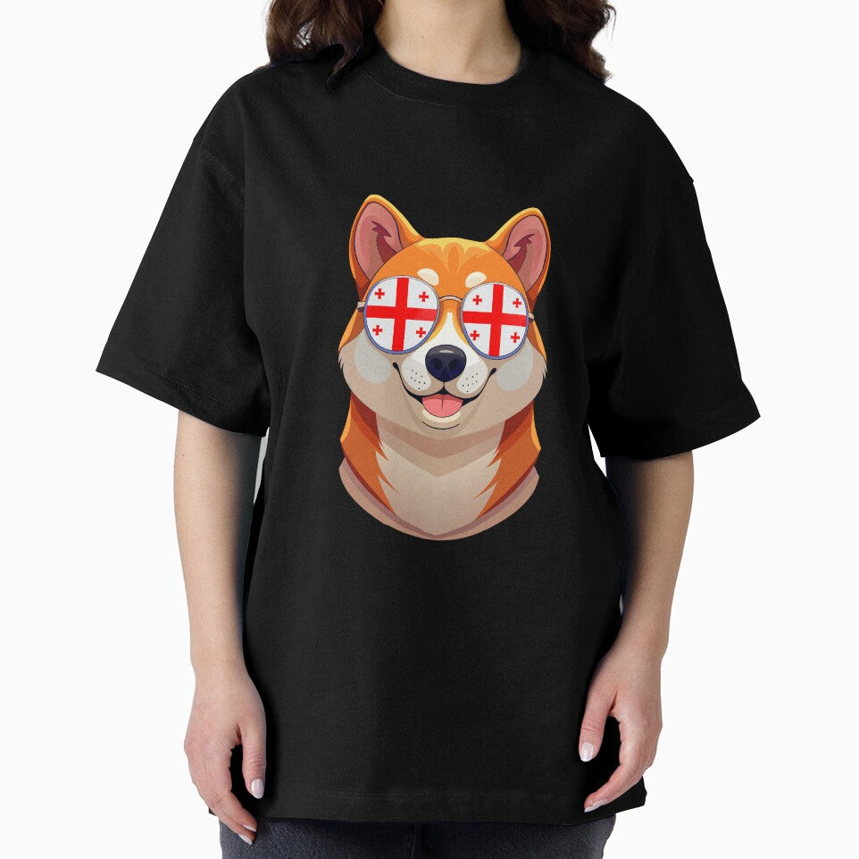 Vintage Patriotic Shiba Inu Georgian Flag by DreamBrushy