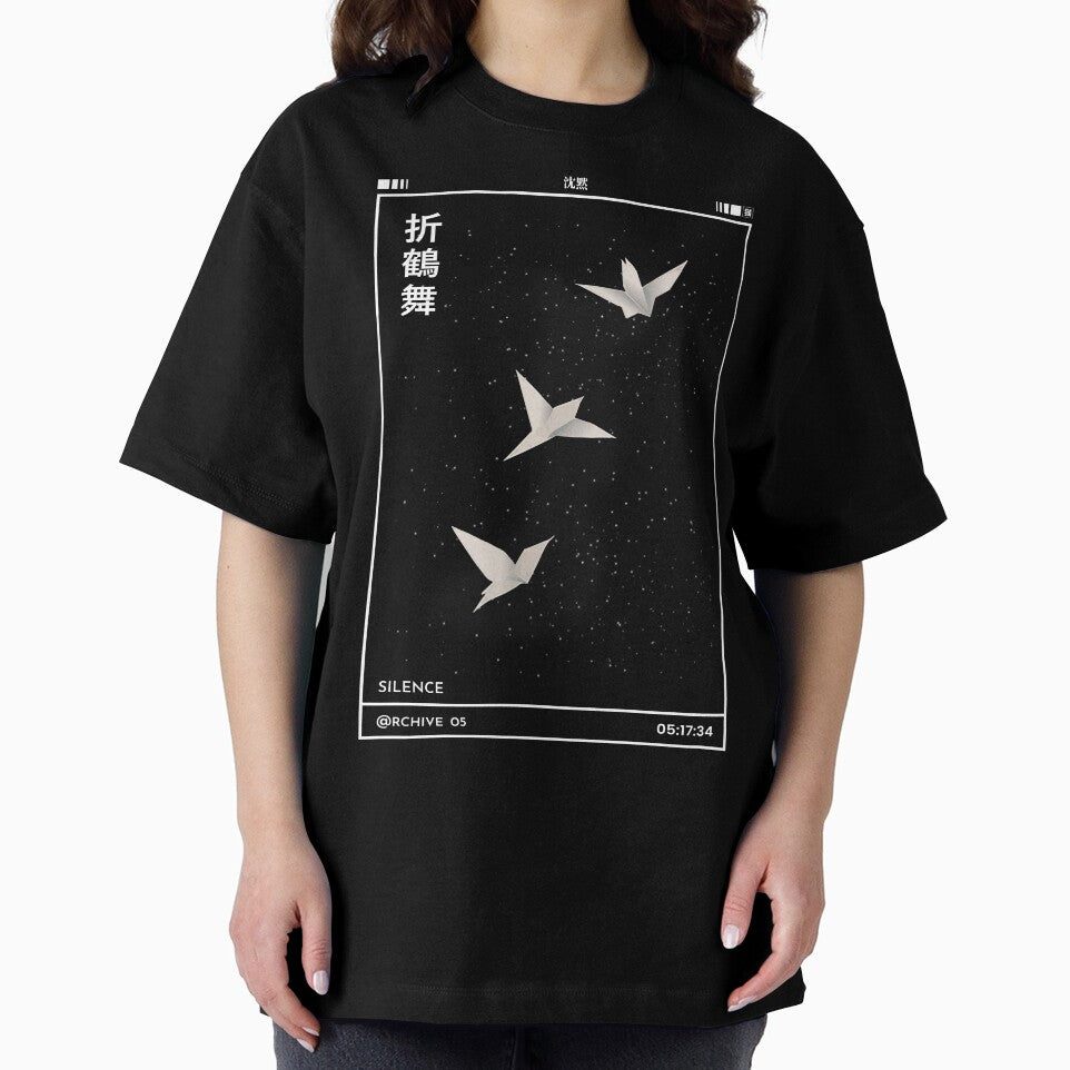 Dancing Origami Cranes 折鶴舞 | Origami Crane Shirt | Japanese Paper Crane Design by Cats&Kanji