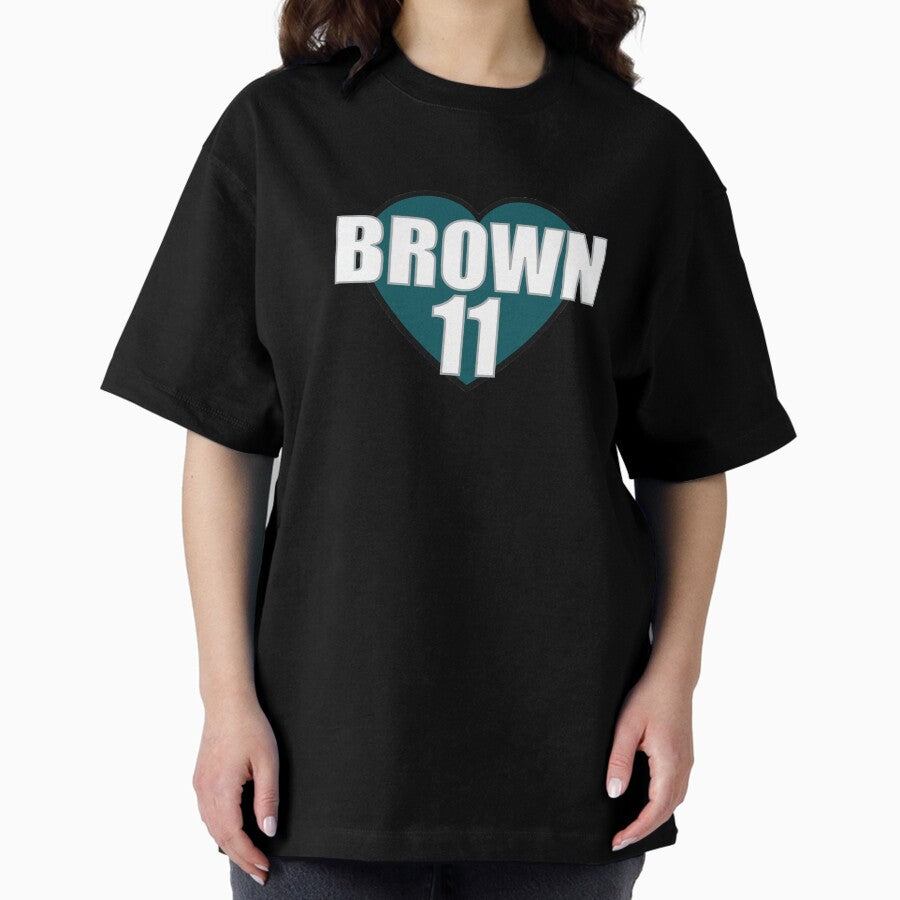 A.J. Brown Heart Oversized T-Shirt Hoodie, Sweatshirt | CoreVibeTees.com