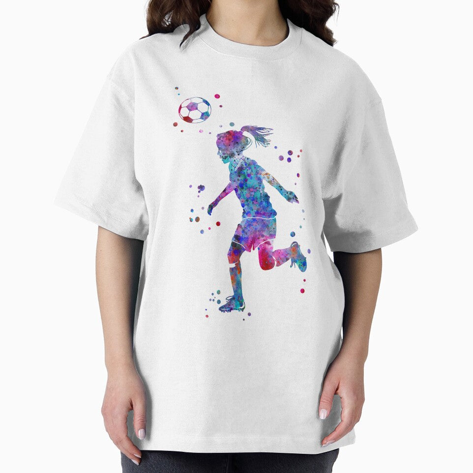 Soccer Player Little Girl Heading the Ball by Rosaliartbook