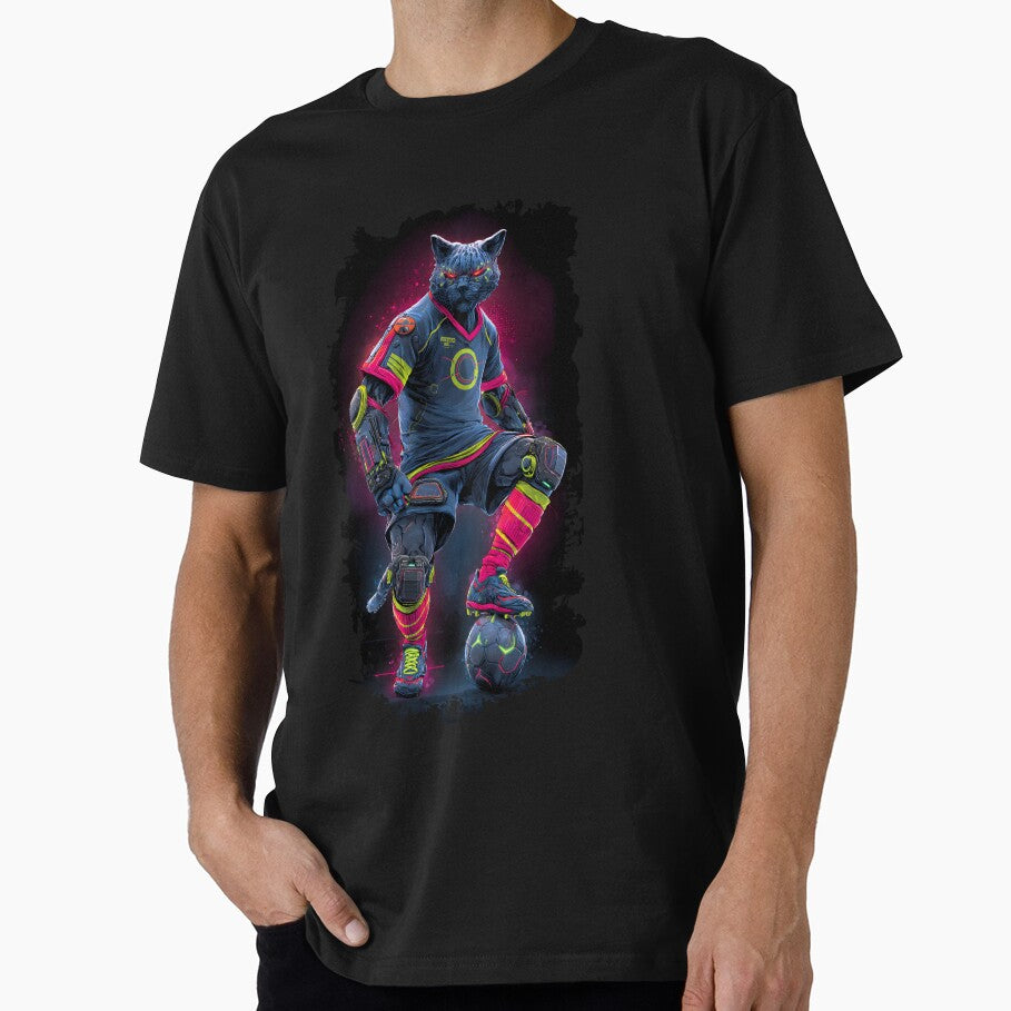 Cyberpunk Soccer Cat – Futuristic Football Cat Art by Rosomyat Design
