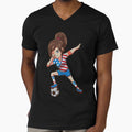 USA Soccer Girl Dabbing Funny Fourth of July Football Player T-Shirt by 3liegy