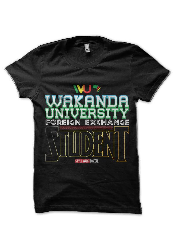 Wakanda University Foreign Exchange Student â€“ Black Panther Black T-Shirt Hoodie, Sweatshirt | CoreVibeTees.com