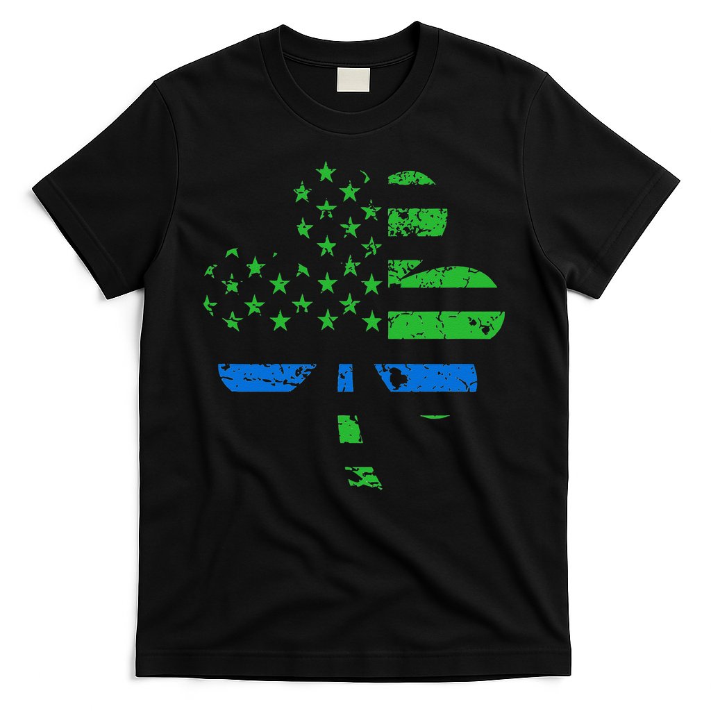 Shamrock USA Flag Thin Blue Line Police St Patricks Day T-Shirt Hoodie, Sweatshirt | CoreVibeTees.com