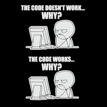 Funny Programmer T-Shirt - Code Works Why Meme Tee Hoodie, Sweatshirt | CoreVibeTees.com (Image 1)