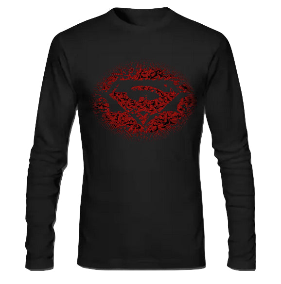 Super Man Bat Black Full Sleeve Tee Hoodie, Sweatshirt | CoreVibeTees.com