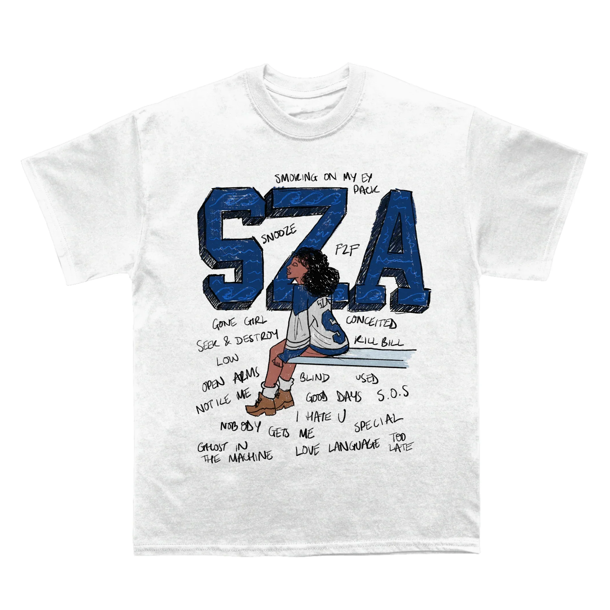 Sza "S.O.S" Sketchbook TEE Hoodie, Sweatshirt | CoreVibeTees.com (Image 1)
