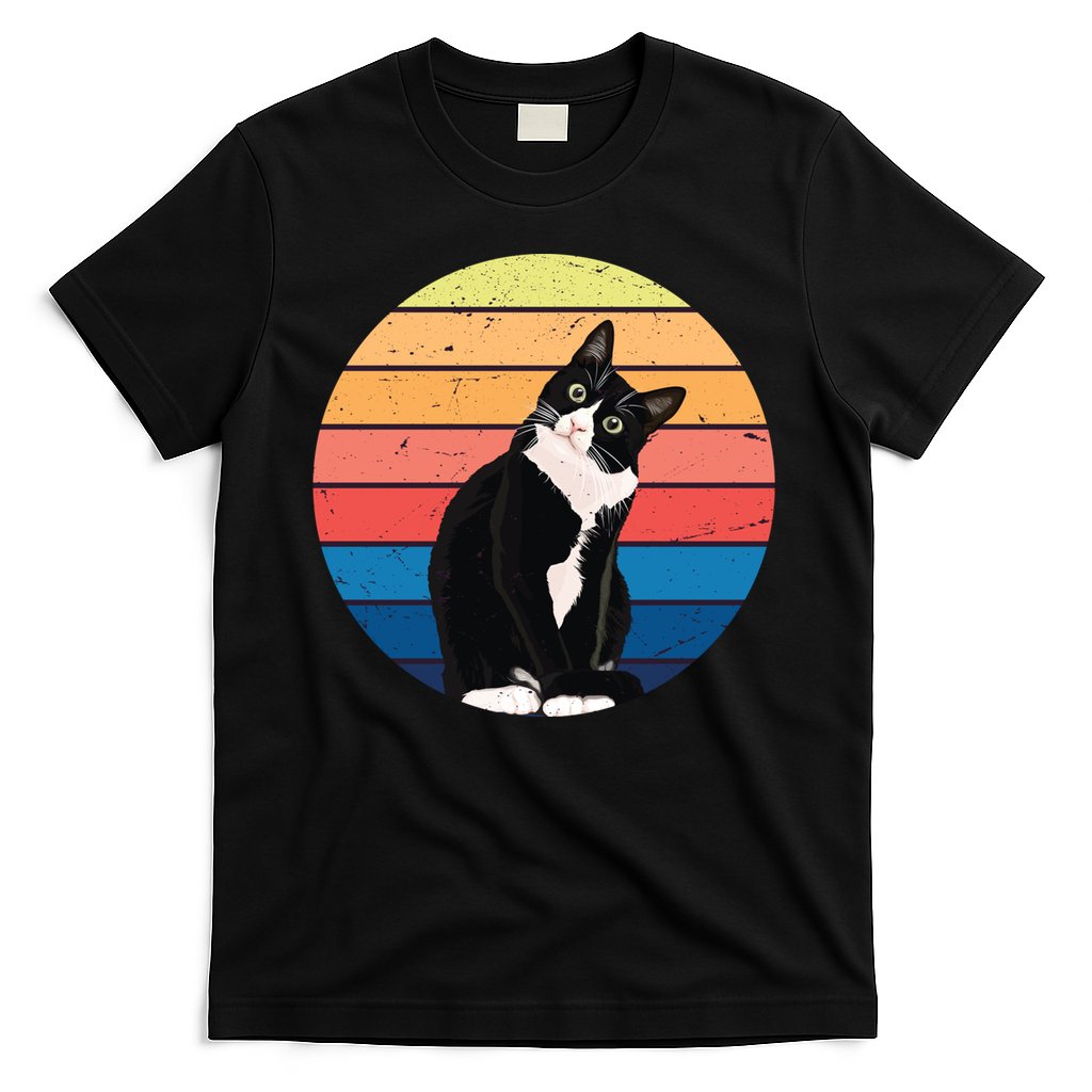 Tuxedo Cat Gift Retro Colors For Animal Lovers T-Shirt Hoodie, Sweatshirt | CoreVibeTees.com