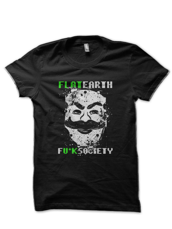 FLAT EARTH â€“ F**K SOCIETY Black Half Sleeve T-Shirt Hoodie, Sweatshirt | CoreVibeTees.com