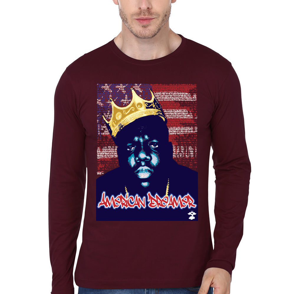 American Dreamer â€“ Notorious B.I.G. Maroon Full Sleeve T-Shirt Hoodie, Sweatshirt | CoreVibeTees.com