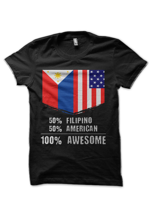 50% Filipino 50% American 100% Awesome Immigrant Half Sleeve T-Shirt Hoodie, Sweatshirt | CoreVibeTees.com