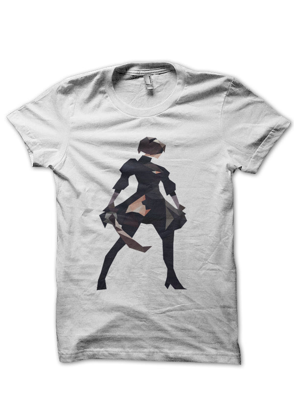 Low Poly 2d NieR: Automata White Half Sleeve T-Shirt Hoodie, Sweatshirt | CoreVibeTees.com