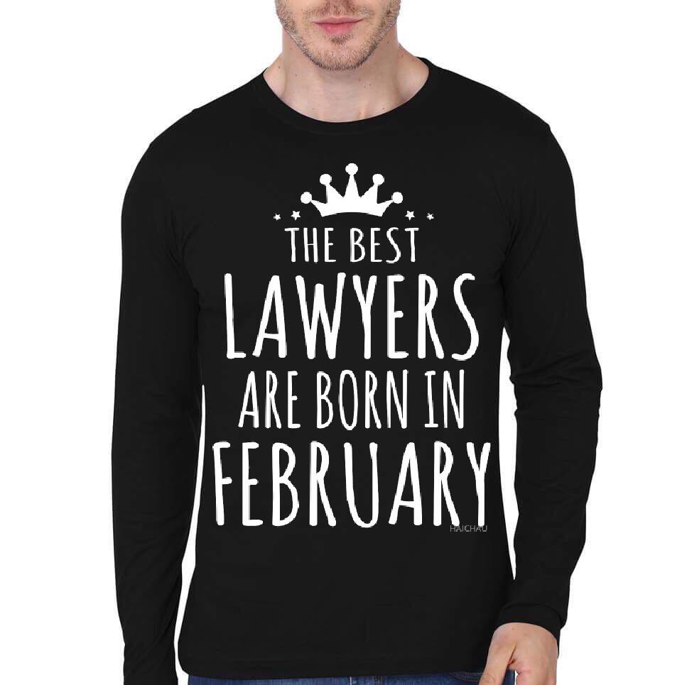 Best Lawyers Are Born In February Black Full Sleeve T-Shirt Hoodie, Sweatshirt | CoreVibeTees.com