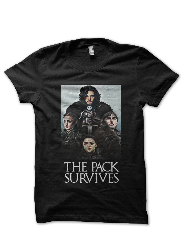 The Pack Survives GOT House Stark Black T-Shirt Hoodie, Sweatshirt | CoreVibeTees.com