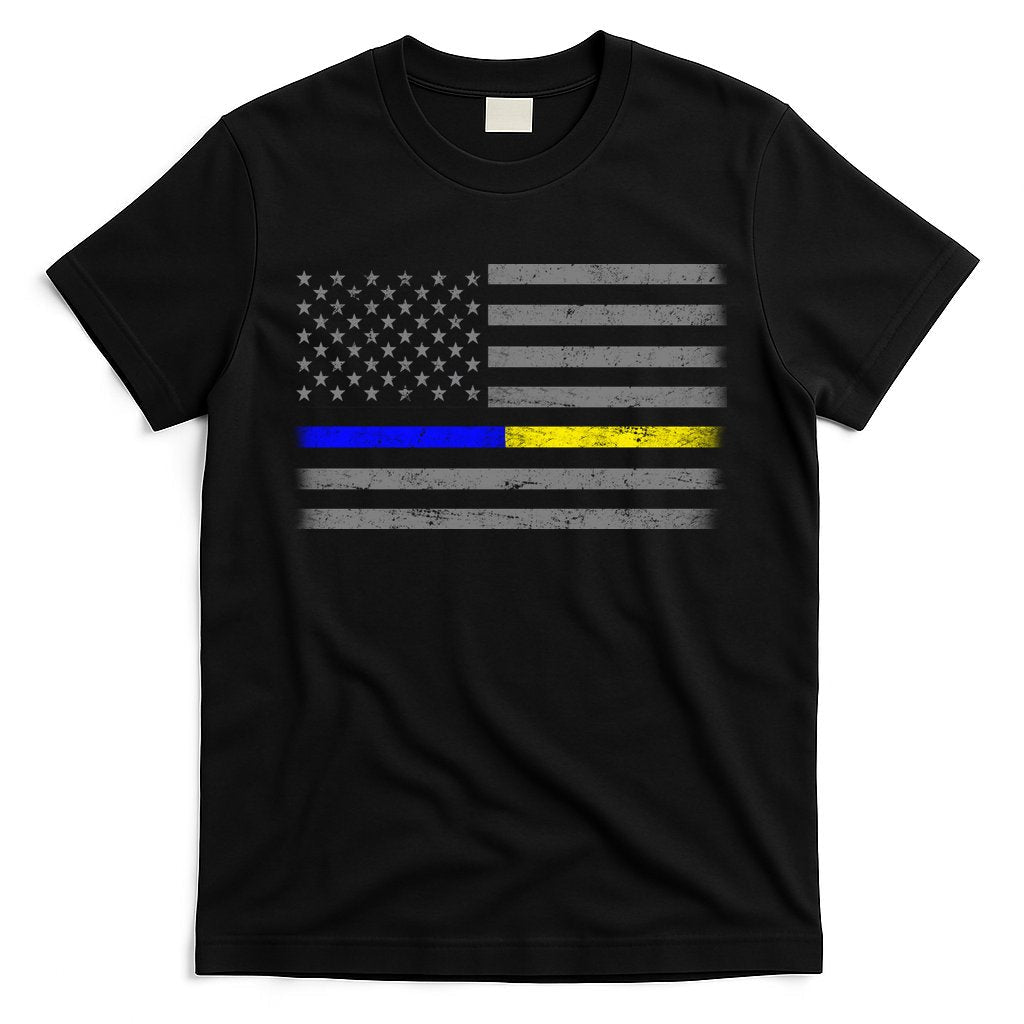 Thin Blue Gold Line Police Dispatcher Flag T-Shirt Hoodie, Sweatshirt | CoreVibeTees.com