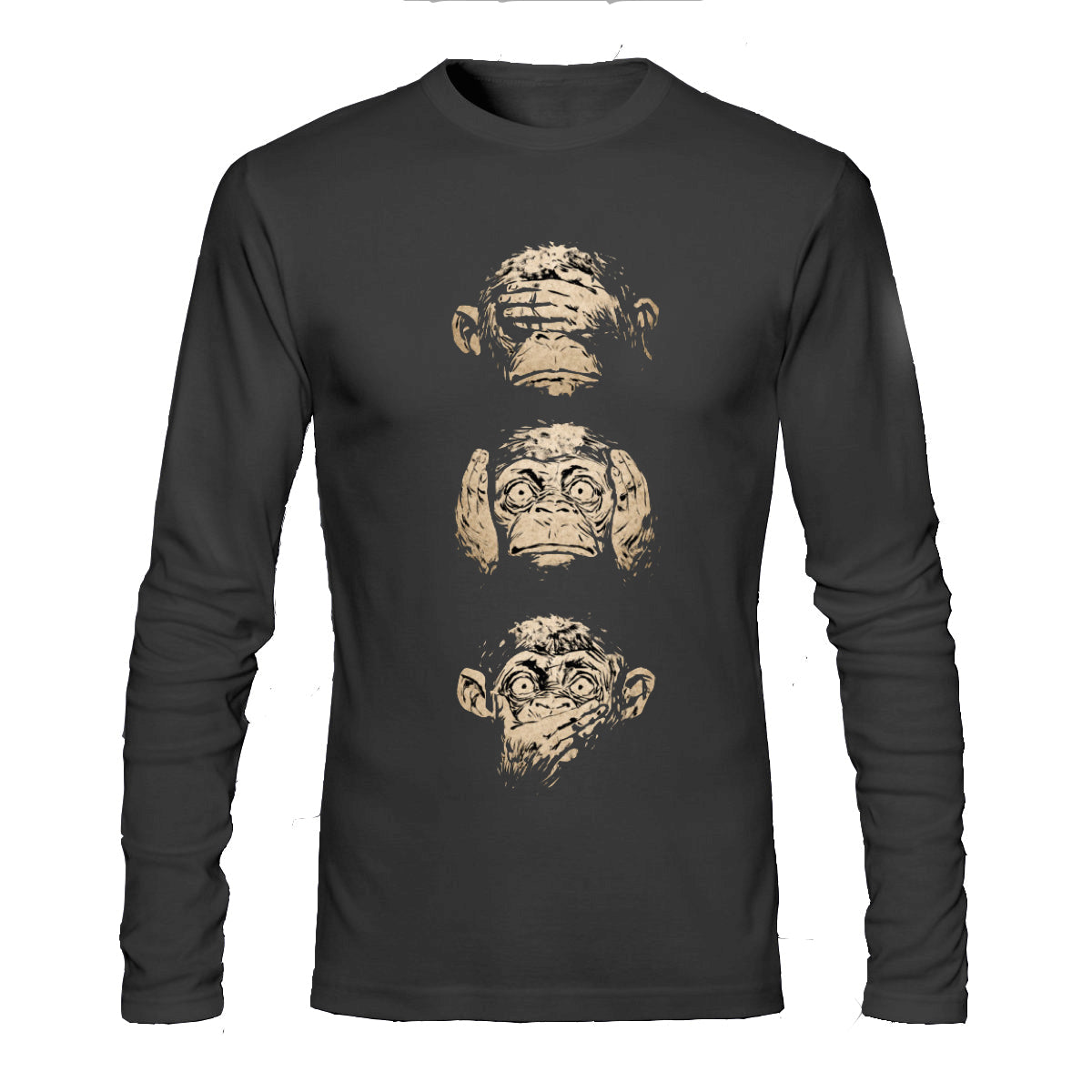 Three Wise Monkeys Black Full Sleeve Tee Hoodie, Sweatshirt | CoreVibeTees.com