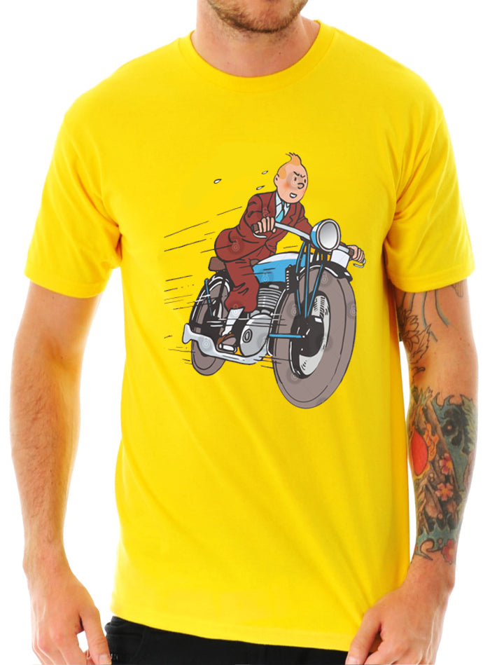 Tintin Bike Yellow T-Shirt Hoodie, Sweatshirt | CoreVibeTees.com
