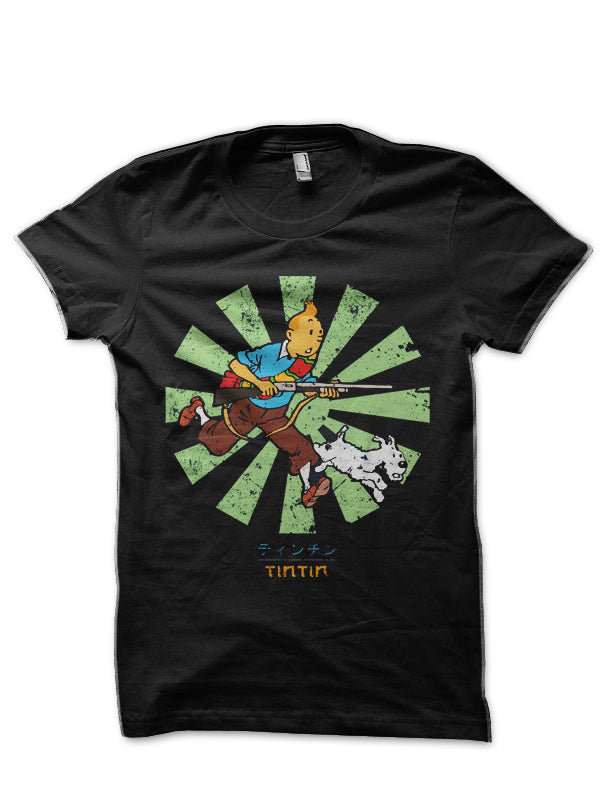 Tintin Black Half Sleeve T-Shirt Hoodie, Sweatshirt | CoreVibeTees.com