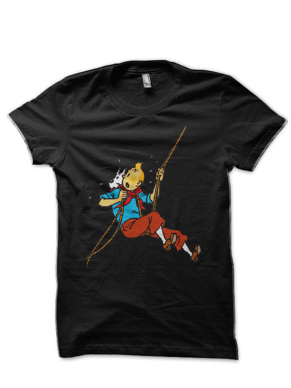 Tintin Black Half Sleeve T-Shirt Style001 Hoodie, Sweatshirt | CoreVibeTees.com