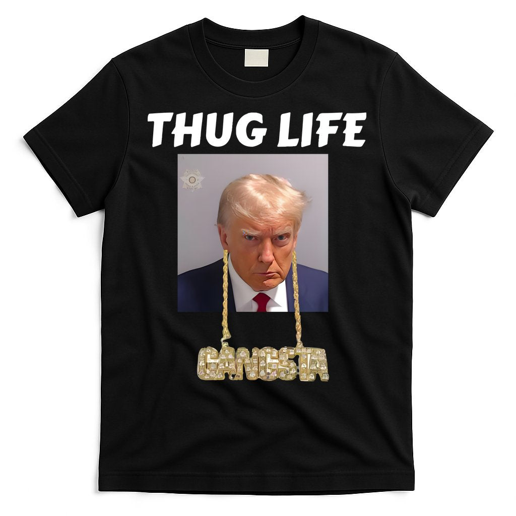 Thug Life Trump Mugshot Gangsta Gold Chain Bling Drip Trump T-Shirt Hoodie, Sweatshirt | CoreVibeTees.com
