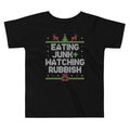 Eating Junk And Watching Rubbish Kid's Toddler Tee Hoodie, Sweatshirt | CoreVibeTees.com (Image 1)