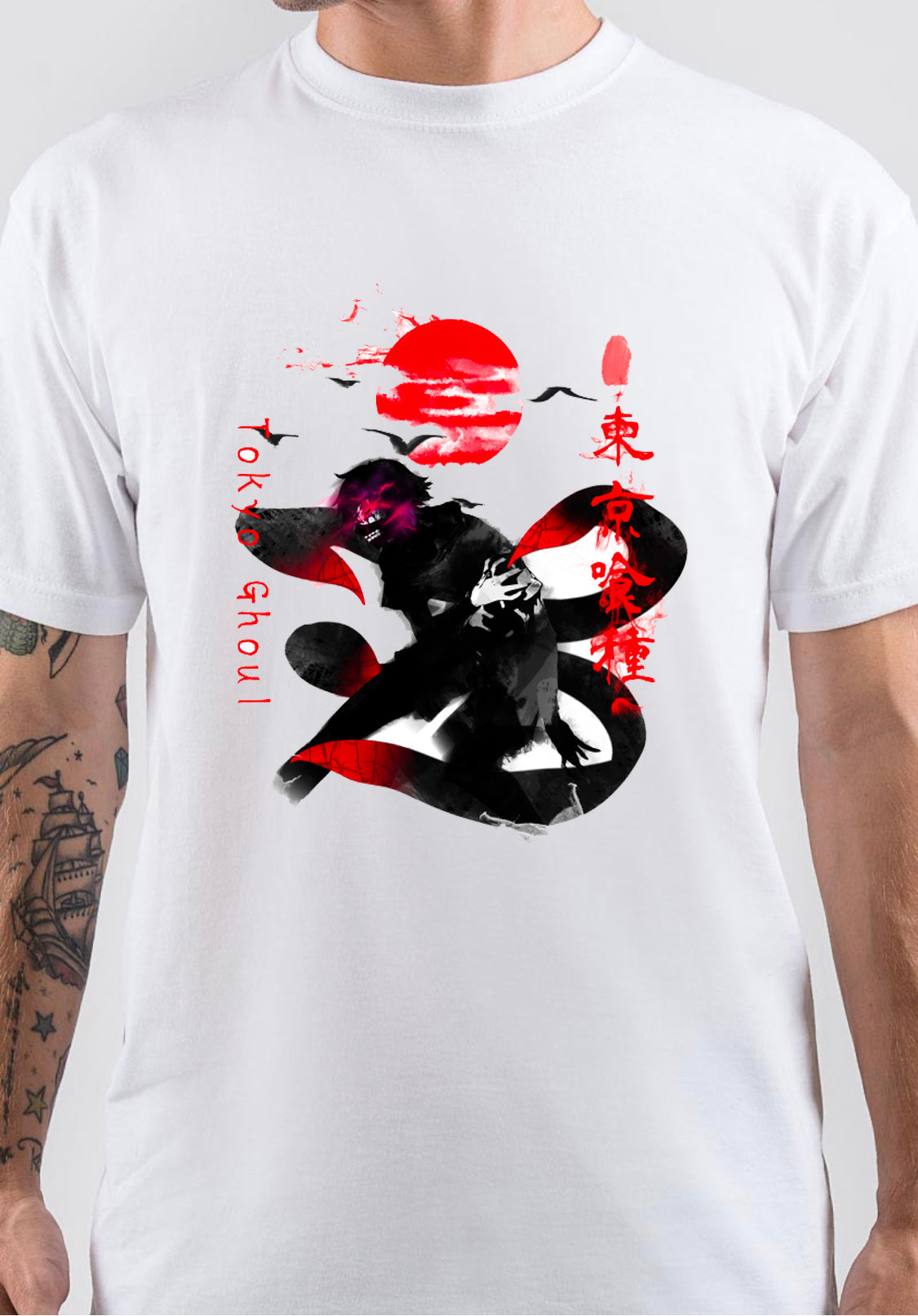 Tokyo Ghoul Half Sleeve White T-Shirt Hoodie, Sweatshirt | CoreVibeTees.com