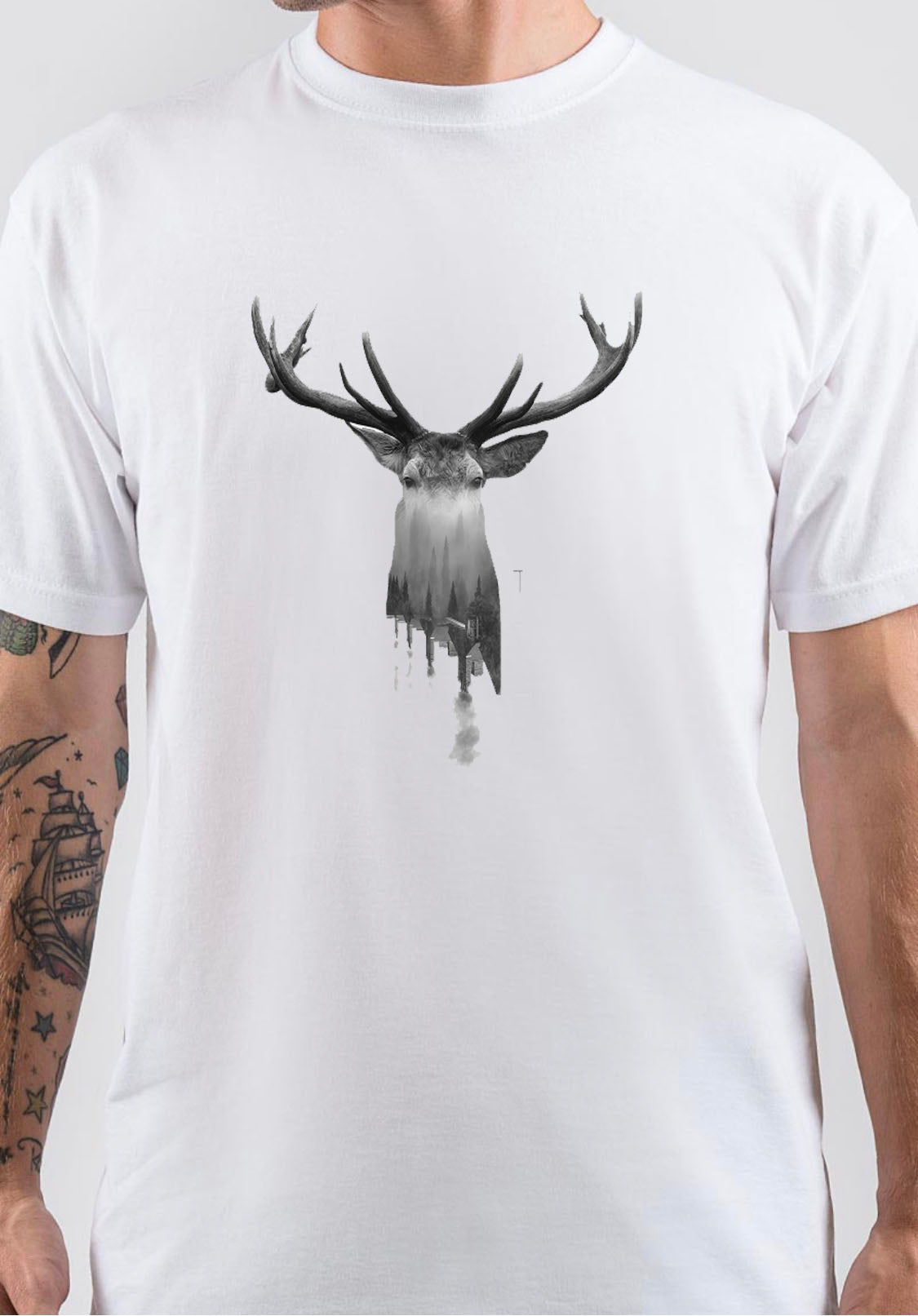 True Deer Half Sleeve White T-Shirt Hoodie, Sweatshirt | CoreVibeTees.com
