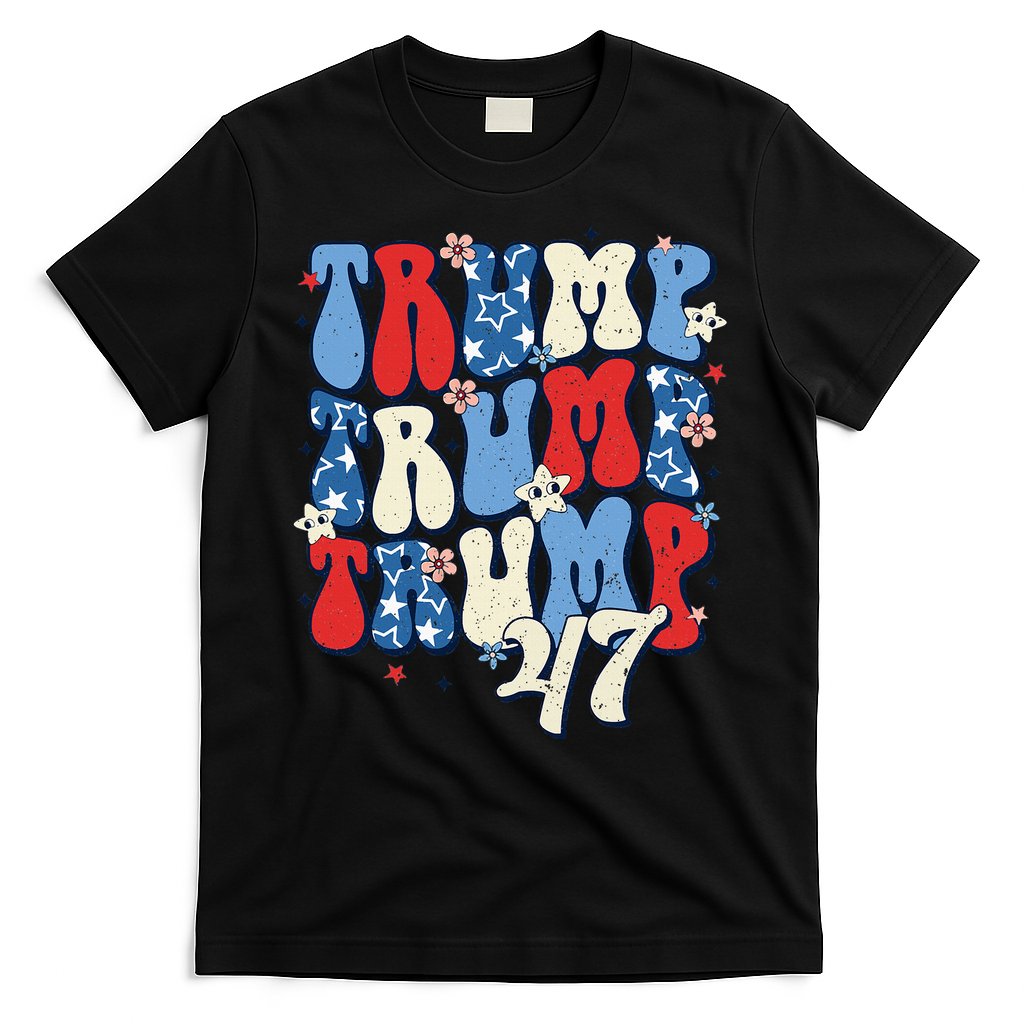 Trump2024ElectionGroovyRetro4thOfJulyDonaldTrump47 T-Shirt Hoodie, Sweatshirt | CoreVibeTees.com
