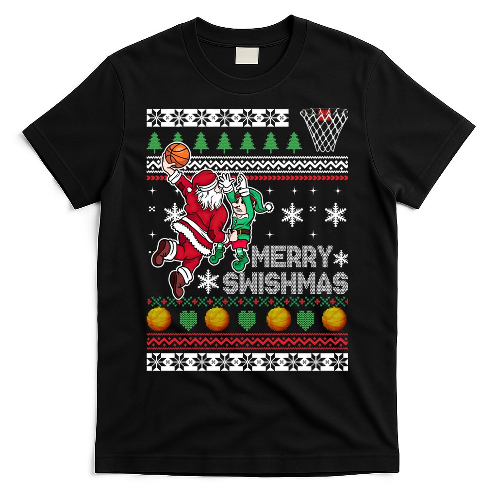 Ugly Christmas Merry Swishmas Basketball Gift T-Shirt Hoodie, Sweatshirt | CoreVibeTees.com