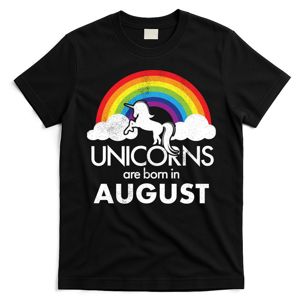 Unicorns Are Born In August Rainbow Retro T-Shirt Hoodie, Sweatshirt | CoreVibeTees.com