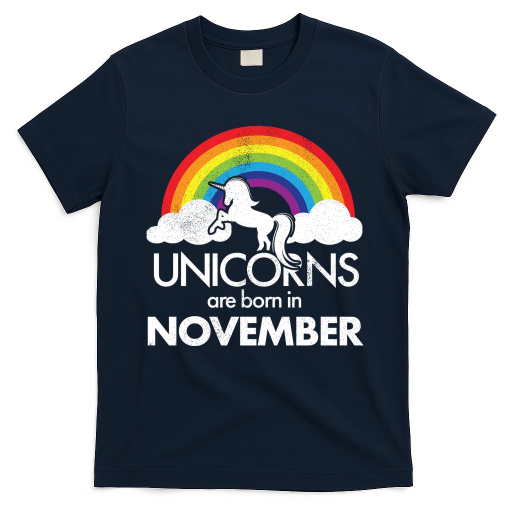 Unicorns Are Born In November Rainbow Retro T-Shirt Hoodie, Sweatshirt | CoreVibeTees.com