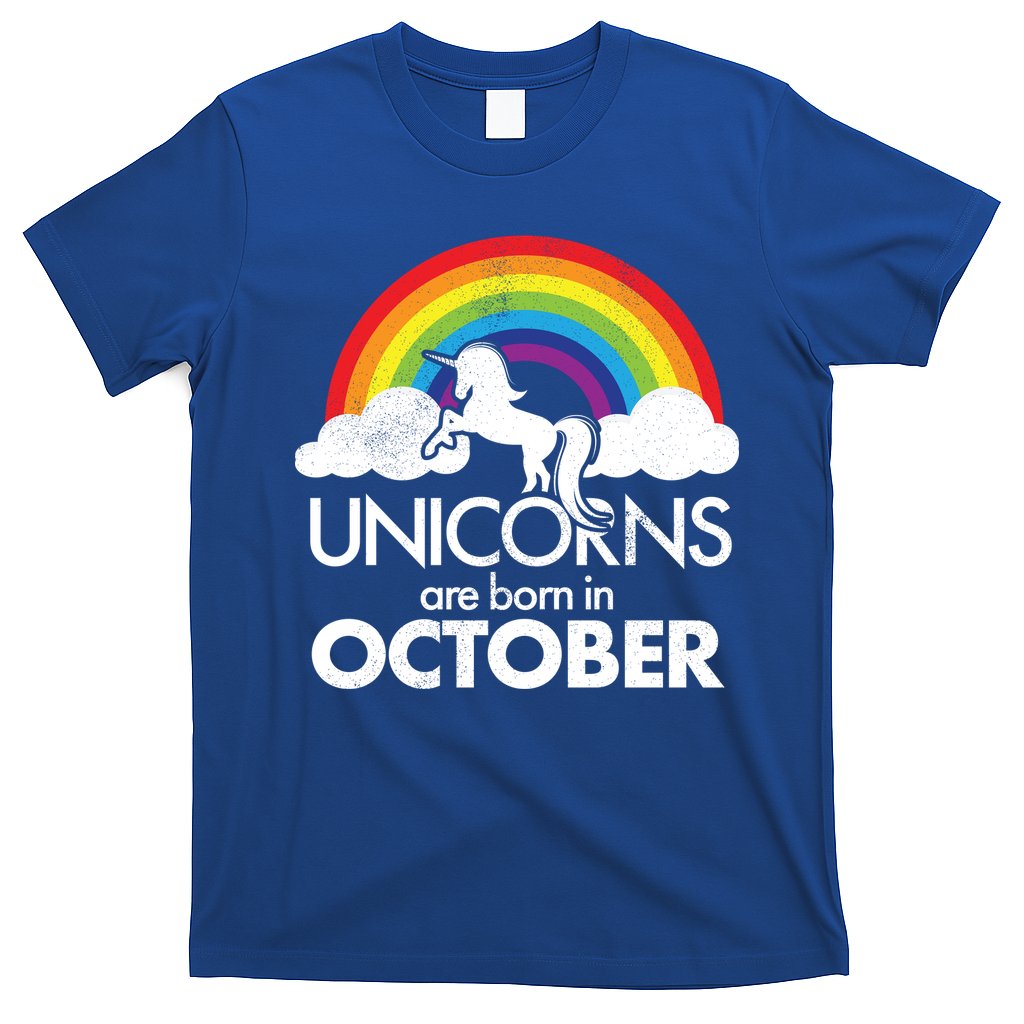 Unicorns Are Born In October Rainbow Retro T-Shirt Hoodie, Sweatshirt | CoreVibeTees.com
