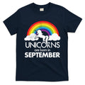 Unicorns Are Born In September Rainbow Retro T-Shirt Hoodie, Sweatshirt | CoreVibeTees.com