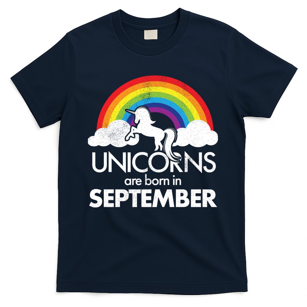 Unicorns Are Born In September Rainbow Retro T-Shirt Hoodie, Sweatshirt | CoreVibeTees.com