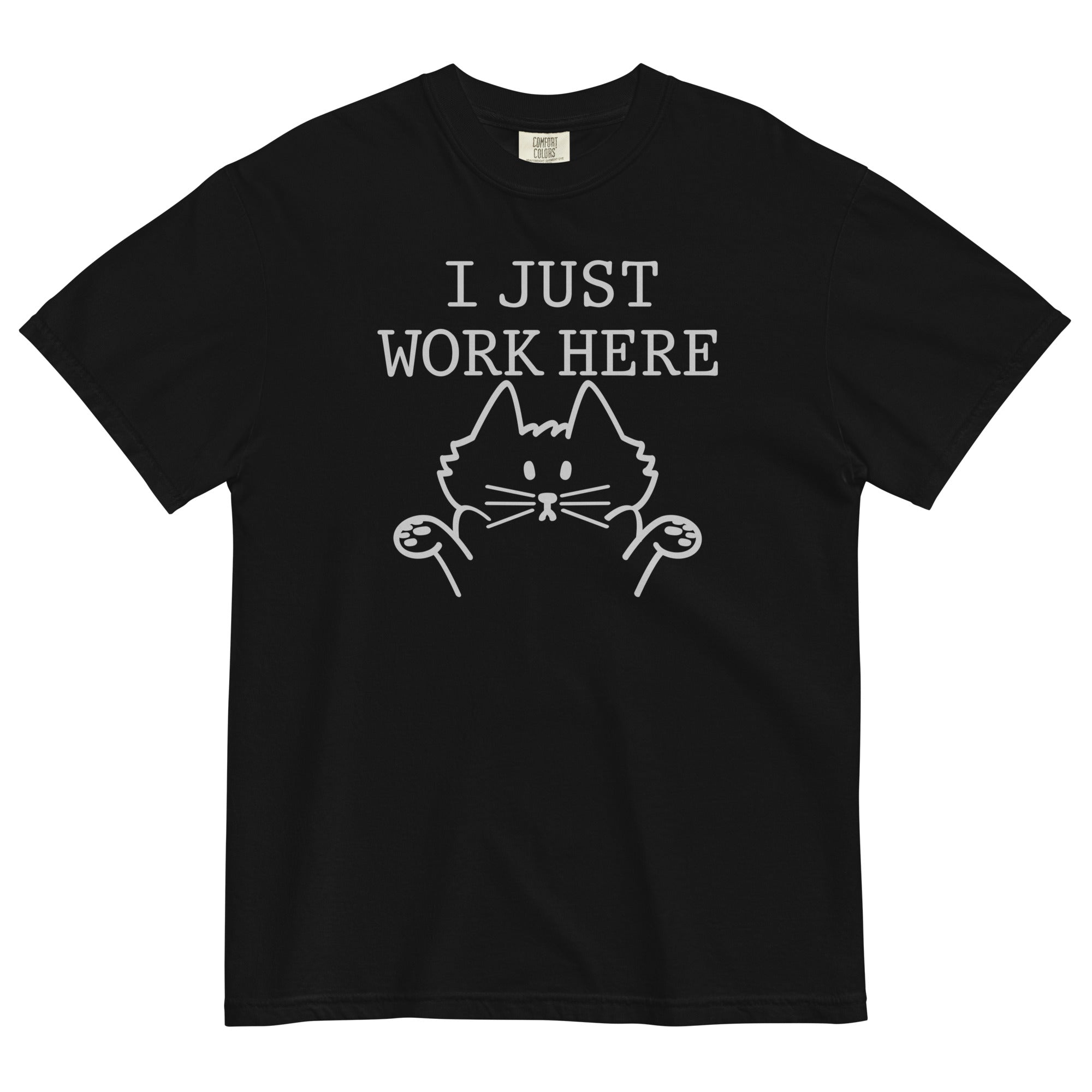 I Just Work Here Men's Relaxed Fit Tee Hoodie, Sweatshirt | CoreVibeTees.com (Image 1)