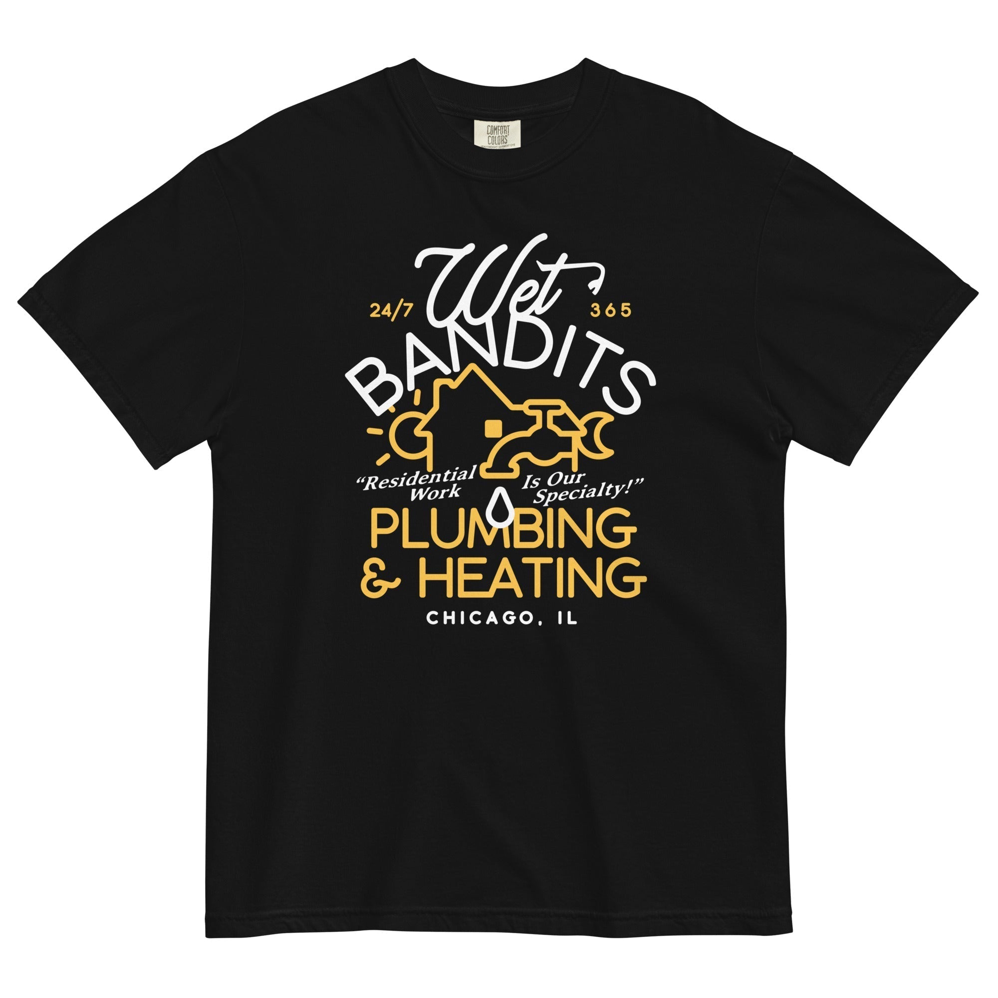 Wet Bandits Plumbing & Heating Men's Relaxed Fit Tee Hoodie, Sweatshirt | CoreVibeTees.com (Image 3)